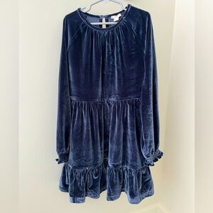 J.Crew CrewCuts blue velvet tiered dress